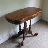 BURR WALNUT SERPENTINE CARD TABLE