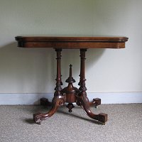 BURR WALNUT SERPENTINE CARD TABLE