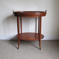 SATINWOOD OCCASIONAL TABLE WITH DETACHABLE GLASS TRAY