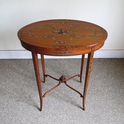 SATINWOOD INLAID OVAL OCCASIONAL TABLE