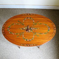 SATINWOOD INLAID OVAL OCCASIONAL TABLE