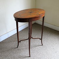 SATINWOOD INLAID OVAL OCCASIONAL TABLE