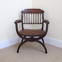 VICTORIAN WALNUT X-FRAME ARMCHAIR