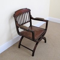 VICTORIAN WALNUT X-FRAME ARMCHAIR