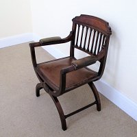 VICTORIAN WALNUT X-FRAME ARMCHAIR