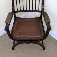 VICTORIAN WALNUT X-FRAME ARMCHAIR