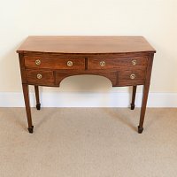 EDWARDIAN MAHOGANY BOW FRONTED DRESSING/LADIES WRITING TABLE