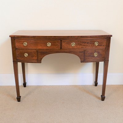 EDWARDIAN MAHOGANY BOW FRONTED DRESSING/LADIES WRITING TABLE