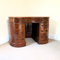 RARE VICTORIAN MAHOGANY KIDNEY SHAPED WRITING DESK