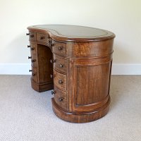 RARE VICTORIAN MAHOGANY KIDNEY SHAPED WRITING DESK