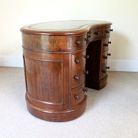 RARE VICTORIAN MAHOGANY KIDNEY SHAPED WRITING DESK