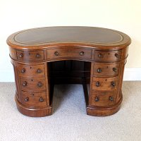 RARE VICTORIAN MAHOGANY KIDNEY SHAPED WRITING DESK