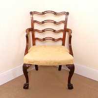 MAHOGANY CHIPPENDALE STYLE LADDERBACK ARMCHAIR