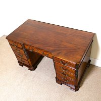 MAHOGANY CHIPPENDALE REVIVAL STYLE PEDESTAL DESK