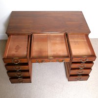 MAHOGANY CHIPPENDALE REVIVAL STYLE PEDESTAL DESK