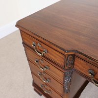 MAHOGANY CHIPPENDALE REVIVAL STYLE PEDESTAL DESK